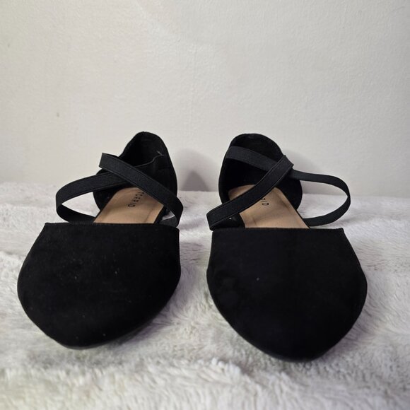 Torrid - 8WW - Black Faux Suede Elastic Crisscross Strap Flat - Picture 11 of 13